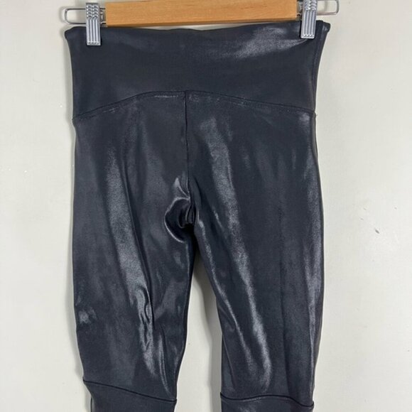 Spanx Faux Leather Moto Leggings Black Size Medium Shaping Waistband - Picture 5 of 14